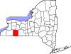 Mapa de Nueva York con la ubicación del condado de Allegany