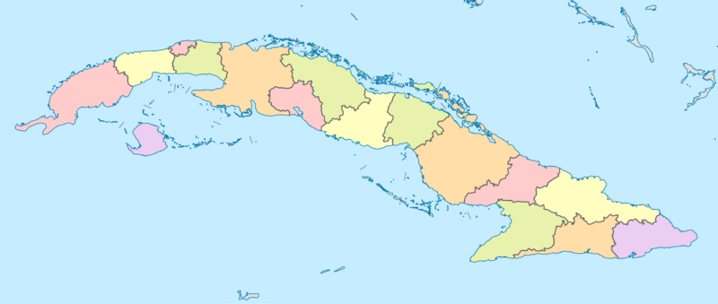 Mapa provincial de Cuba (sin etiquetas)