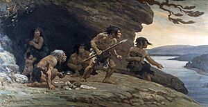 Archivo:Neanderthal Flintworkers (Knight, 1920)