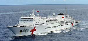 Archivo:People's Liberation Army (Navy) ship PLA(N) Peace Ark (T-AH 866) steams in close formation during Rim of the Pacific (RIMPAC) Exercise 2014