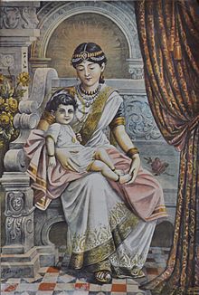 Archivo:Prince Siddhartha with his maternal aunt Queen Mahaprajapati Gotami