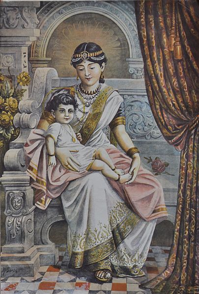 Prince Siddhartha with his maternal aunt Queen Mahaprajapati Gotami
