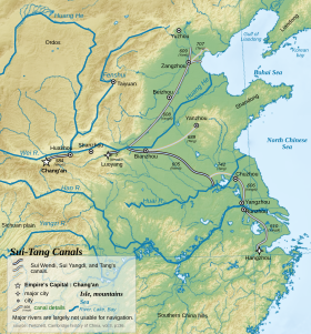 El Gran Canal, bajo las dinastías Sui y Tang