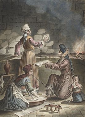 François-Marie Rosset - Femmes Turcs turques de Serquin, leur manière de faire leur pain - Syrie - 1790.jpg