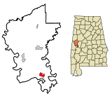 Greene County Alabama Incorporated and Unincorporated areas Forkland Highlighted.svg