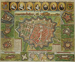 Archivo:Groningen (afbeeldinge der stadt Groningen met omliggende fortressen) - Haubois, 1652