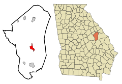 Jefferson County Georgia Incorporated and Unincorporated areas Louisville Highlighted.svg