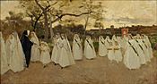 Joaquim Vayreda - Procession of Schoolgirls - Google Art Project.jpg