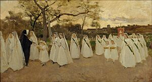 Archivo:Joaquim Vayreda - Procession of Schoolgirls - Google Art Project