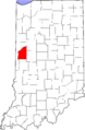 Map of Indiana highlighting Fountain County