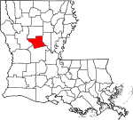 Mapa de Luisiana con la ubicación del Parish Grant