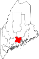 Mapa de Maine con la ubicación del condado de Waldo