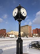 Muskogee snowstorm 2021-02-15 Muskogee Civic Center clock W
