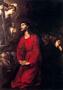 A Vaccaro Jesús en el Huerto de Getsemaní 1660. Óleo sobre lienzo. 174,5 x 125 cm. Abadía de Montserrat