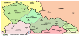 Mapa de Checoslovaquia en 1928-1938.