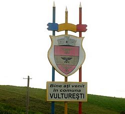 Entry sign in Pleșești (Vulturești) from Hârtop.jpg