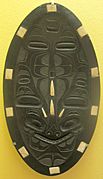 Feast platter by Tom Price, Haida, Queen Charlotte Island, Canada, argillite and ivory,