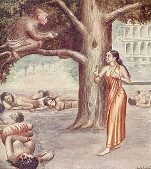 Archivo:Hanuman Encounters Sita in Ashokavana