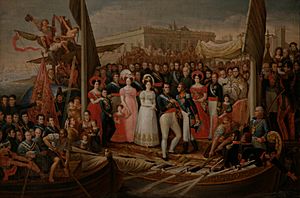 Archivo:José Aparicio - Landing of Ferdinand VII in El Puerto de Santa María - Google Art Project