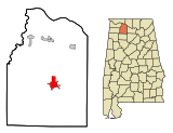 Lawrence County Alabama Incorporated and Unincorporated areas Moulton Highlighted.svg