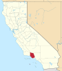 Mapa de California con la ubicación del condado de Ventura