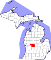 Map of Michigan highlighting Montcalm County