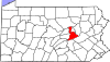 Mapa de Pensilvania con la ubicación del condado de Northumberland