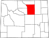 Mapa de Wyoming con la ubicación del condado de Johnson