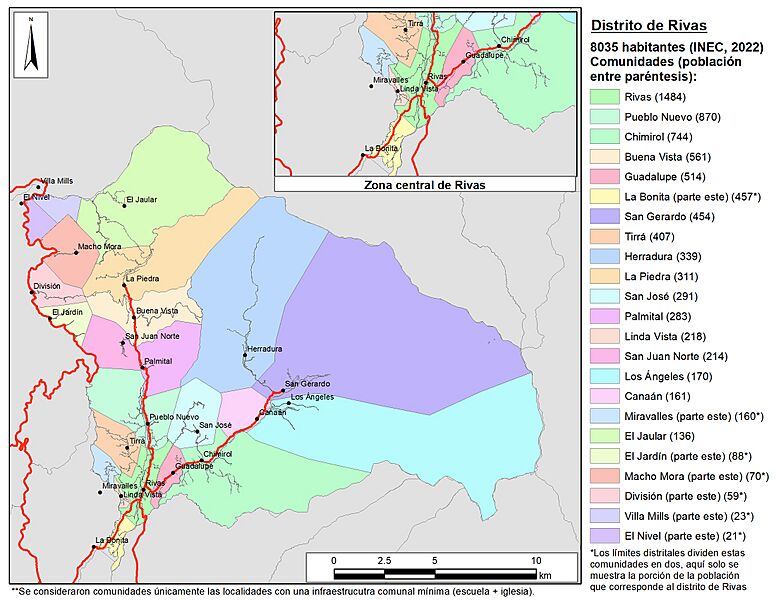 Mapa del distrito de Rivas