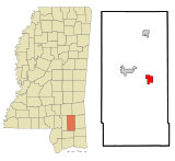 Perry County Mississippi Incorporated and Unincorporated areas Beaumont Highlighted.svg