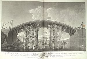 Archivo:Wearmouth Bridge (1796) under construction