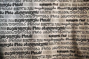 Archivo:Მზია ამაღლობელის მხარდამჭერი პლაკატი საზოგადოებრივი მაუწყებლის შენობასთან