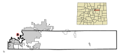 Arapahoe County Colorado Incorporated and Unincorporated areas Glendale Highlighted.svg