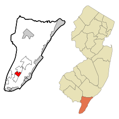 Cape May County New Jersey Incorporated and Unincorporated areas Rio Grande Highlighted.svg