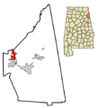 Cherokee County Alabama Incorporated and Unincorporated areas Sand Rock Highlighted