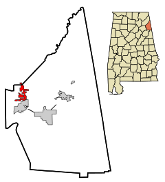 Cherokee County Alabama Incorporated and Unincorporated areas Sand Rock Highlighted.svg