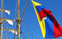 Archivo:Colombian flag on ARC Gloria