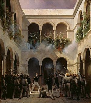 Archivo:Combat de Vera Cruz 1838 Prince de Joinville attaque la maison du general Arista