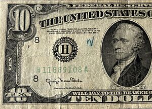 Archivo:Detail of a Series 1950 $10 FRN, showing legal tender phrase