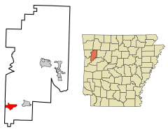 Franklin County Arkansas Incorporated and Unincorporated areas Charleston Highlighted.svg