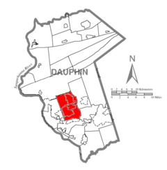 Map of Dauphin County, Pennsylvania Highlighting Lower Paxton Township.PNG