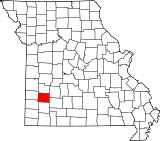Map of Missouri highlighting Dade County.svg