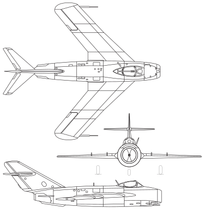 Mikoyan-Gurevich MiG-17 3-view drawing.svg