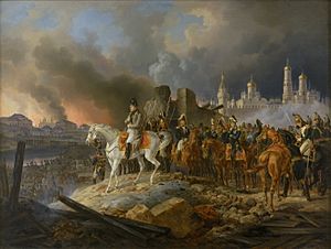 Archivo:Napoleon in burning Moscow - Adam Albrecht (1841)