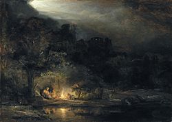 Archivo:Rembrandt van Rijn, Landscape with the Rest on the Flight into Egypt