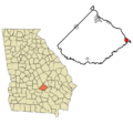 Telfair County Georgia Incorporated and Unincorporated areas Lumber City Highlighted