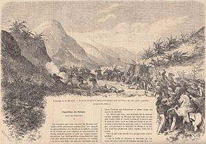 Archivo:Événements du Mexique. — L'escorte du général Comonfort attaquée près de Celaya, par une contre guerillas
