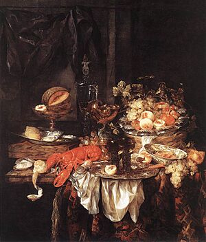 Archivo:Abraham van Beijeren - Banquet Still-Life with a Mouse - WGA2141