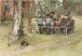 Breakfast under the Big Birch. From A Home (26 watercolours) (Carl Larsson) - Nationalmuseum - 24220