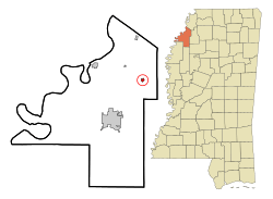 Coahoma County Mississippi Incorporated and Unincorporated areas Jonestown Highlighted.svg